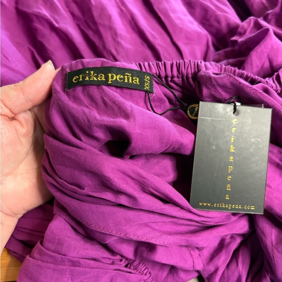 NWT Erika Pena- Purple Ruffled Off-Shoulder Dress. Size XS/S - Picture 3 of 5